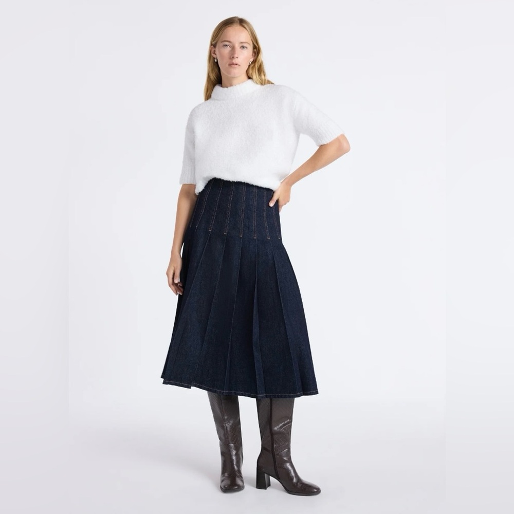 Elegant Jean Navy A-Line Skirt